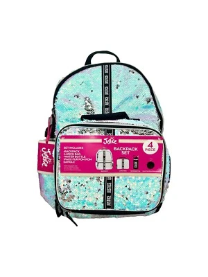 Juego de Mochila Justice Niños con Bolsa de Almuerzo, 4 Piezas, Lentejuelas Plateadas ENVÍO GRATUITO Foto 1 de 4
