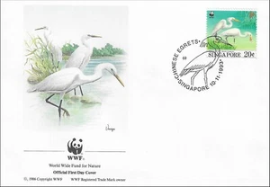 Swinhoe's Egret Chinese Egret Egretta Eulophotes Birds Nature Singapore FDC 1993 - Picture 1 of 1