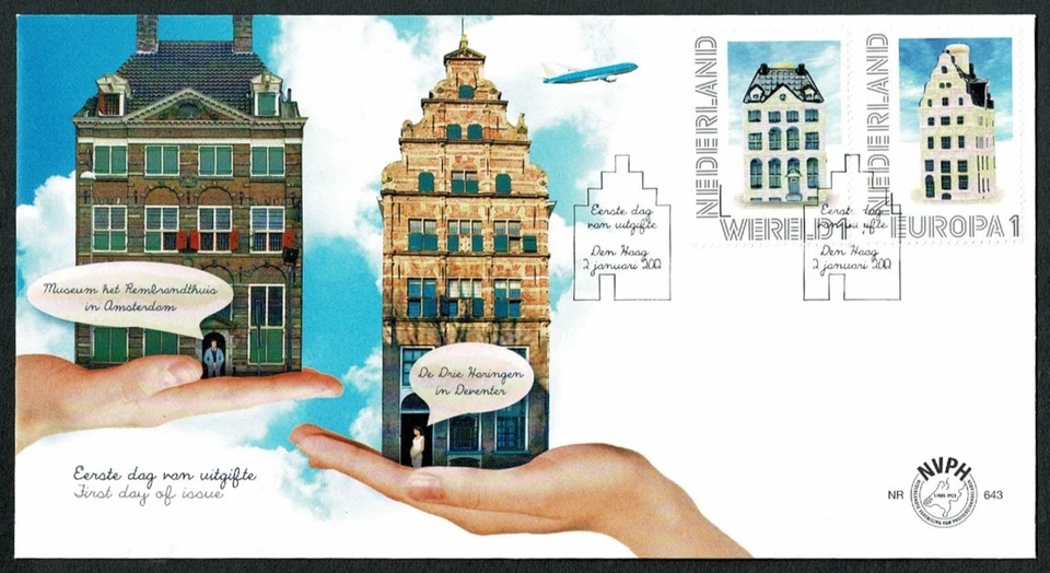 SG05 NETHERLANDS 2012 FDC KLM tiny houses international stamps - Image 1 of 1