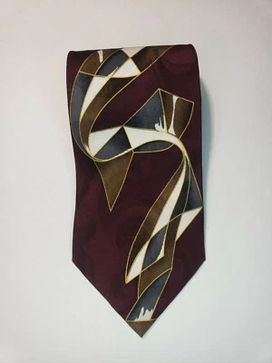 Madison & Rhodes burgundy 100% silk necktie tie - Image 1 of 4