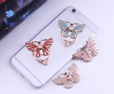 360 Rotating Cell Phone Crystal Butterfly Ring Stand Holder Kickstand BUTTERFLY - Image 1 of 4