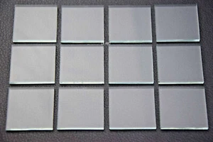 12 PIECES 1 1/8" x 1 1/8" SQUARES OF WINDOW GLASS 1/16" THICK NOT FUSIBLE - Picture 1 of 1