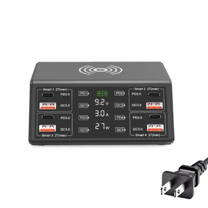 100W 9in1 Multiple Wireless USB-C PD QC3.0 Charging Station Devices For Phone - Zdjęcie 1 z 19