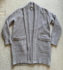 Cárdigan Barefoot Dreams CozyChic Cali para mujer XS gris felpa frente abierto QVWCC1057 - Imagen 1 de 12