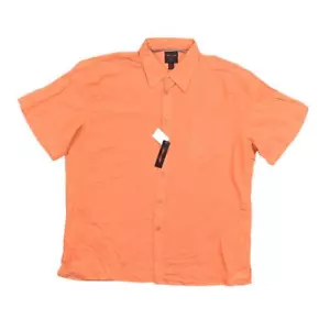 NEW Linea Uomo Orange Linen Shirt 2XL NWT Short Sleeve Relax - Picture 1 of 9