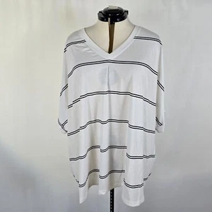 Bloomchic T-Shirt Women's 4X Striped Contrast Dolman Short Sleeve White NWT - Picture 1 of 8
