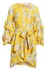 Lim Chriselle J.O.A. Woman's Dress Tiered Sleeve Ruffle Mustard Yellow S New
