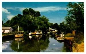 Bayou Shrimp Boat Postcard Posted 1955 - Picture 1 of 2