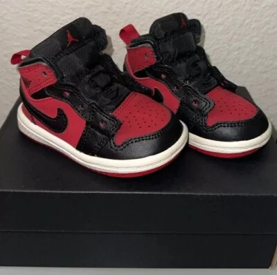 🔥Zapatos deportivos Nike Air Jordan 1 Mid para niños pequeños 'Rojo gimnasio' 640735 610 - Talla 4C🔥 Foto 1 de 4