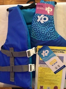 X2O Jugend Schwimmweste Jacke 50-90 Pfund blau Ozean koralle Küstenwache zugelassen - Bild 1 von 4