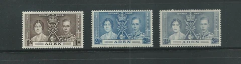 Aden Scott # 13-15 MNH George VI Coronation 1937 Cover
