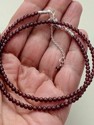 A+++ Natur Rot Granat Glatt Rund Edelstein Perlen Handgefertigte Damen Halske... - Bild 1 von 4