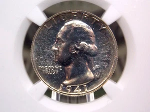 1941 Washington argento PROOF quarto 25c NGC PF65 #016 ECC&C, Inc. - Foto 1 di 5