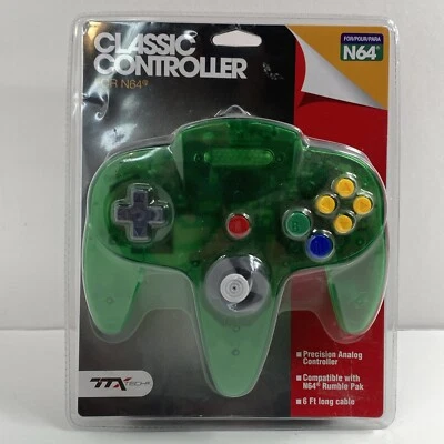 NEW N64 CLEAR GREEN GAME TECH TTX TECHNOLOGY CLASSIC CONTROLLER For Nintendo 64 - Image 1 of 4