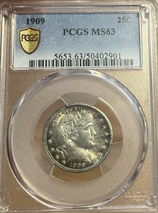 1909 PCGS MS63 Barber Quarter - Picture 1 of 6