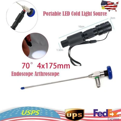 Endoscopio Nasal Sinoscopio Artroscopia 4MM 4x175mm 70° + Fuente de Luz Fría LED Foto 1 de 4