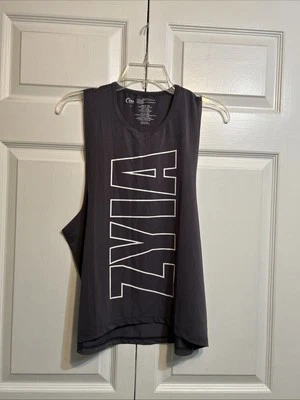 全新带标签 ZYIA ACTIVE 运动员背心女式灰色无袖 L 码大号 1323L — 第 1/4 张图片