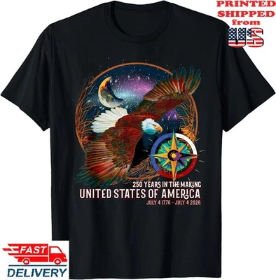 Camiseta USA 250 Aniversario 4 de Julio 1776-2026 American Bald Eagle, Camiseta Unisex Foto 1 de 4