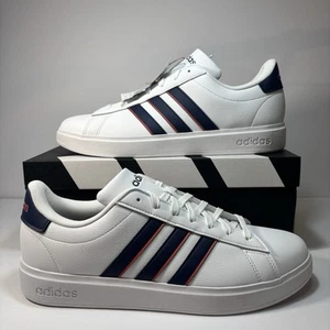 Adidas Grand Court 2.0 Men's Shoes Cloud White/Dark Blue/Preloved scarlet Sz 10 - Picture 1 of 7