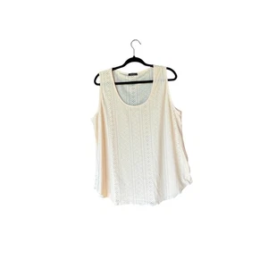 Eyelet Tank Top Sleeveless Shirt Casual Everyday Light Beige - Picture 1 of 5