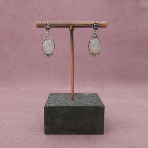 Pendientes poste colgante pergamino tanzanita y piedra lunar plata esterlina - Imagen 1 de 3