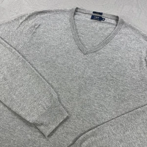 Maglione J.Crew uomo grande grigio scollo a V porto cotone slim misto merino pullover - Foto 1 di 8
