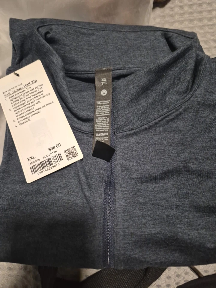 Jersey Lululemon Para Hombres 2XL Suave Media Cremallera Haze Gimnasio Correr Manga Larga Pullover Azul Foto 1 de 3
