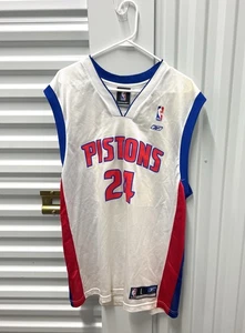 Camiseta deportiva para hombre Antonio McDyess Detroit Pistons Reebok grande blanca vintage #24 - Imagen 1 de 6