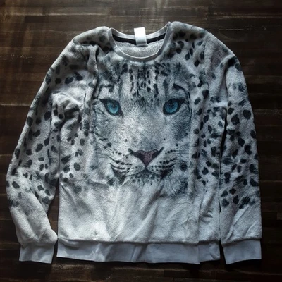 Oberteil Sweat Shirt  Größe 158/164 C&A Weiß Tiger Plüsch  - Bild 1 von 3
