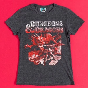 Official Women's Dungeons And Dragons Player Manual Charcoal Marl Fitted T-Shirt - Picture 1 of 3