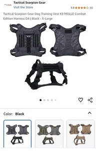 Chaleco táctico de entrenamiento para perros escorpión MOLLE edición militar de combate arnés D4 - Imagen 1 de 18