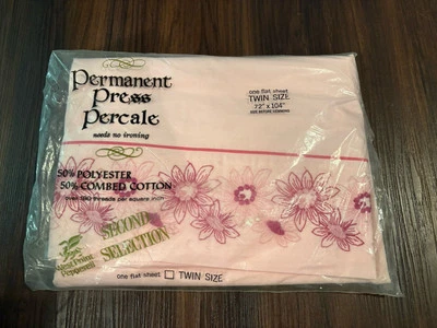 Hoja Plana Doble West Point Pepperell Percale 1 180 TC ROSA FLORAL De Colección Foto 1 de 4