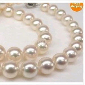 GENUINE NATURAL 8-9MM WHITE SOUTH SEA REAL PEARL NECKLACE 18 INCH - Picture 1 of 6