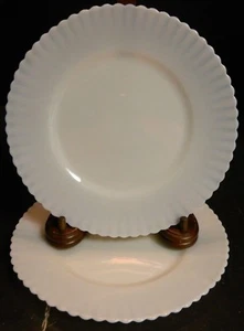Vintage (2) White Opalescent Crimped Edge 8" Plates Excellent Condition - Picture 1 of 9