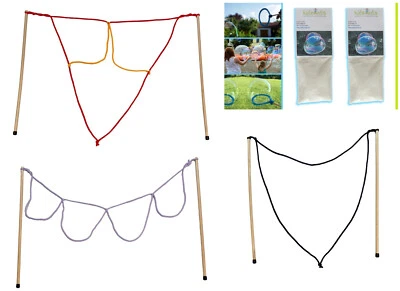 KIDZMEDIA 3er Set Riesenseifenblasen Stäbe (Holz 50cm) + Pulver 10L Seifenblasenlösung