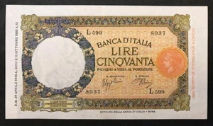 50 LIRE LUPETTA FASCIO ROMA I° 29 04 1940 SPL/SUP lieve piega pr3ssato LOTTO 171 - Picture 1 of 2
