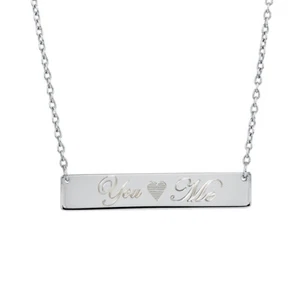 925 Sterling Silver Personalized Bar Necklace Custom Made Any Name Engraved US - Picture 1 of 7