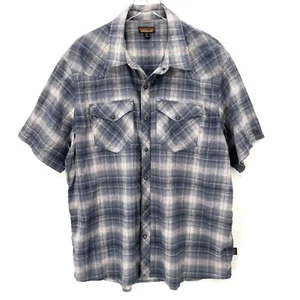 Patagonia Western Druckknopf Hemd Gr. XXL Hanf Kurzarm kariert Outdoor blau - Bild 1 von 10