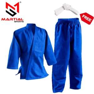 Martial Sports Single Weave Judo Uniform - Blue - Free Belt - Free Shipping - Picture 1 of 6