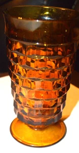 Vintage Eis Tee Glas mit Fuß Kubist Bernstein - Bild 1 von 2