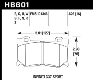 Hawk FX50 5.0L Base Front ER-1 Brake Pads FOR 09-13 Infiniti - Picture 1 of 3