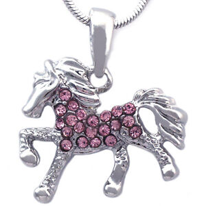 Pink Horse Mustang Pony Stallion Bronco Pendant Necklace Girl Jewelry n2009pk