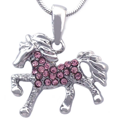 Collar Colgante Rosa Caballo Mustang Poni Semental Bronco Niña Joyería n2009pk Foto 1 de 4