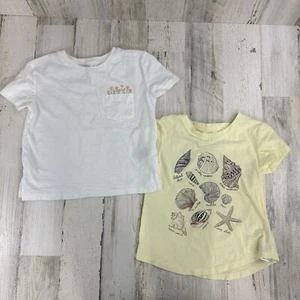 Gap Kids Sz S 6 7 Lot of 2 Short Sleeve Organic T Shirts Beach Shells White - Picture 1 of 9