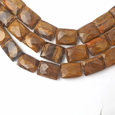 Natürliche Tigerauge Edelstein Perlen Glatt Rechteckig 8 Zoll Strang 11-16 mm... - Bild 1 von 4