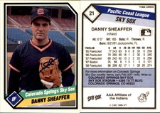 Danny Sheaffer Signed 1989 CMC Colorado Springs Sky Sox #21 Card Auto
