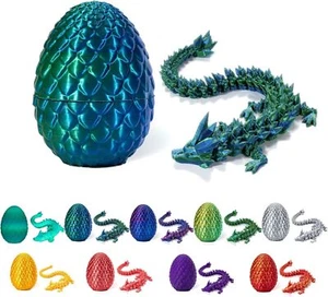 3D Printed Dragon in Egg Articulated Crystal Dragon Home Office Decor Fidget Toy - Picture 1 of 27
