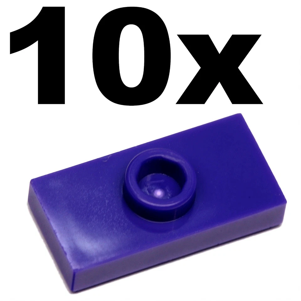 NEW LEGO - PLATES - Modified - 1 Stud in Center (Jumper) 1 x 2 Dark Purple x10  - Image 1 of 1