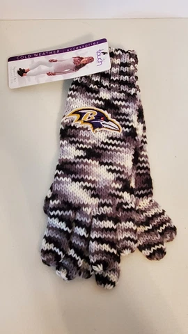 Baltimore Ravens Space Dye Striped Logo Gloves NEW! Touch by Alyssa Milano Cover