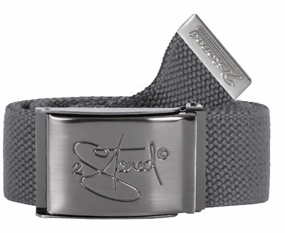 2Stoned Stoffgürtel Dark Grey 4 cm breit mit matter Schnalle 120 cm lang - Bild 1 von 2